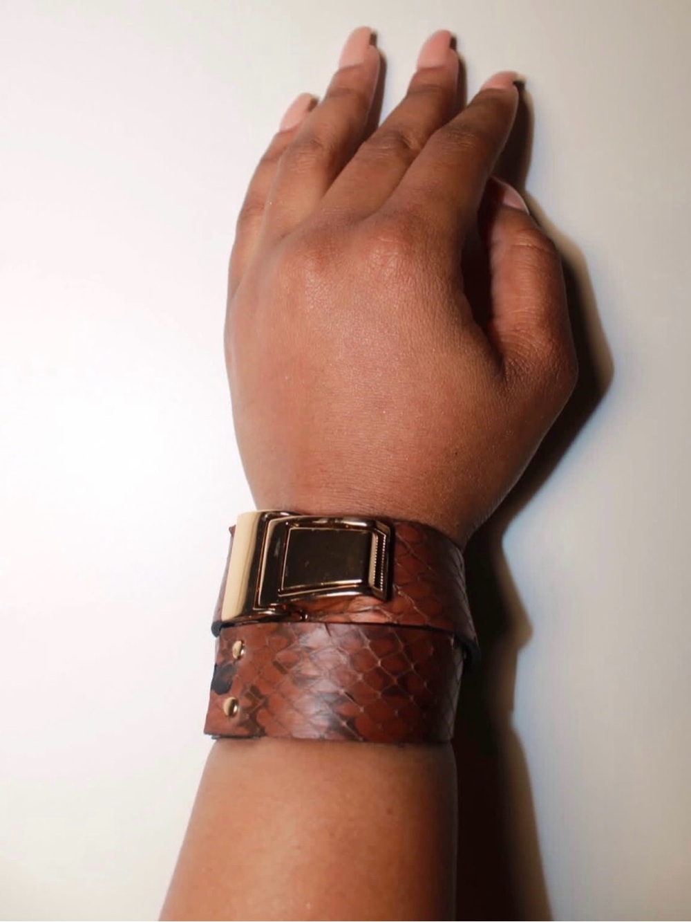Leather Wrap Bracelet Watch Strap - Brown with Gold Hardware